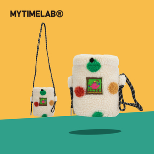 MYTIMELAB摩太潮玩粉狗贴贴包斜挎可爱波点秋冬通勤大容量手机包