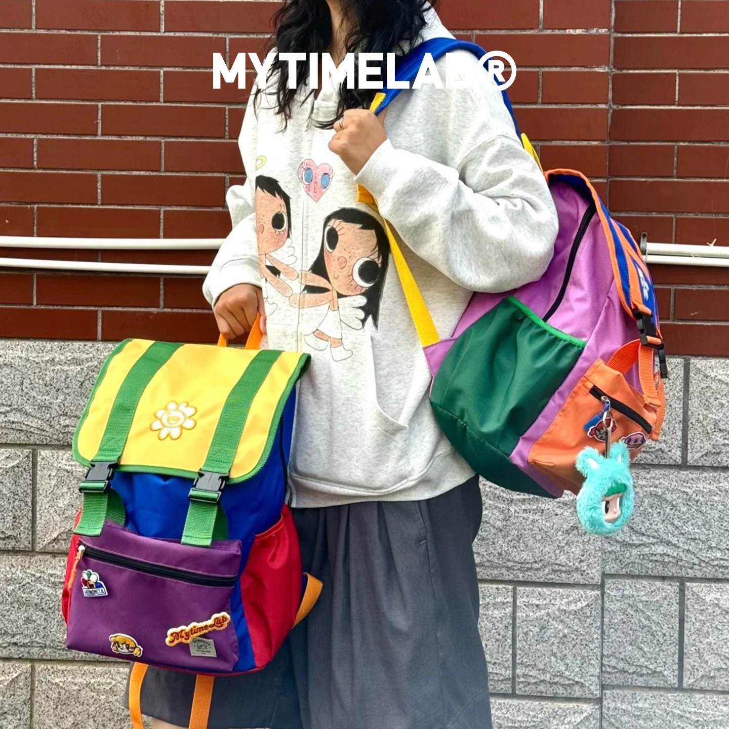 MYTIMELAB摩太潮玩MONITA炫彩贴贴双肩包通勤大容量学生男女书包