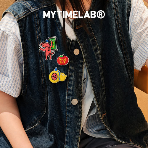 MYTIMELAB摩太潮玩PD有钱花刺绣别针粉狗刺绣贴卡通可爱包挂件