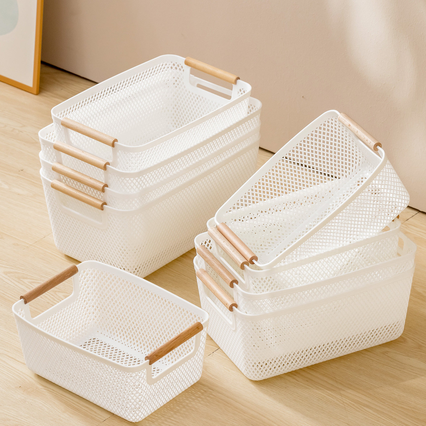 收纳篮大容量零食筐桌面整理分装篮多功能杂物置物篮子零食收纳筐,收纳整理,收纳筐,淘宝优惠券,粉丝福利购,淘宝优惠卷