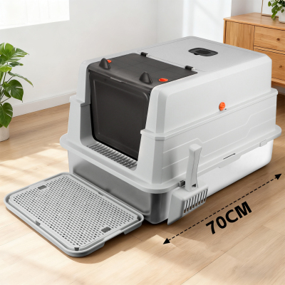 巴兔可巨型全封闭不锈钢猫砂盆超大号猫砂盆特大号加大加厚猫厕所