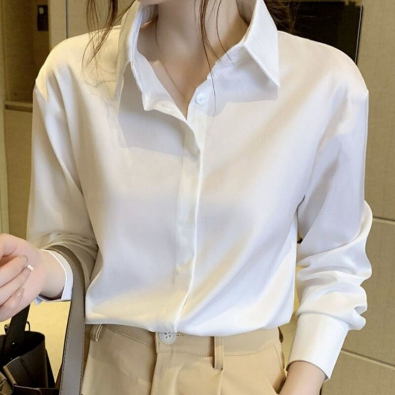 防皱白衬衫女正式大学生抗皱免烫工作服薄款春夏季韩版小众衬衣