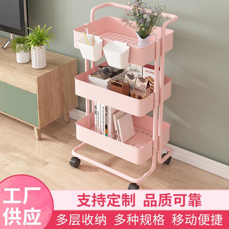 推车置物架厨房客厅收纳推车多层带轮子可移动置物架可移动收纳车