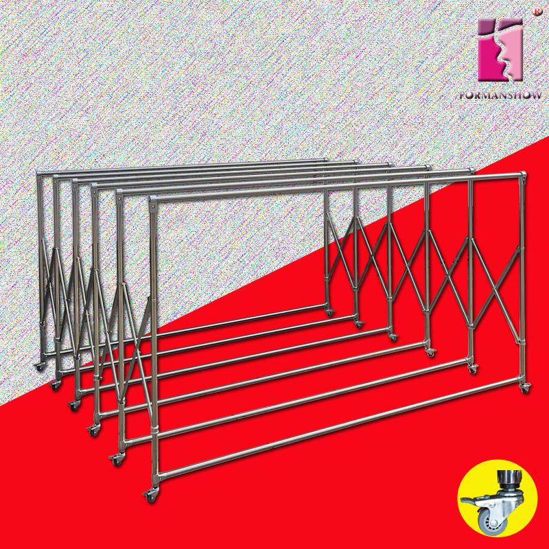 晒被子衣架院子阳台加长不锈钢晒架落地防风多杆带轮折叠楼顶家用