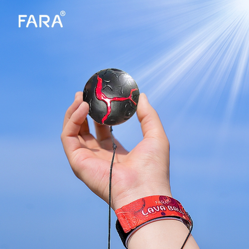 FARA手腕带绳变色岩浆高弹力球儿童礼物训练月球石运动解压玩具球