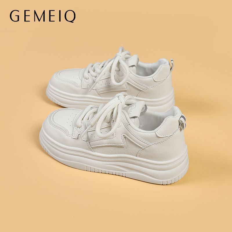 戈美其夏季新款小白鞋舒适透气运动休闲鞋女圆头厚底百搭女鞋单鞋