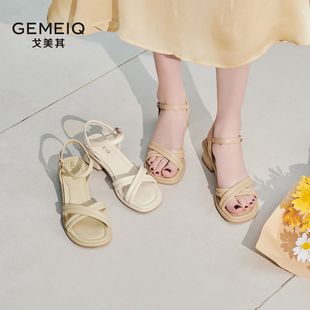 气质百搭配裙女鞋 外穿轻便粗跟增高时尚 外出洋气女 夏季 戈美其凉鞋