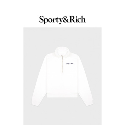 [春夏新品]Sporty&Rich 男女同款运动休闲百搭半拉链立领卫衣