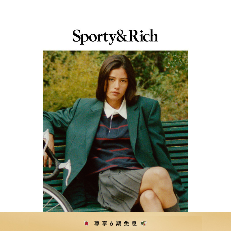 [秋冬新品]Sporty&Rich Central Park系列男女同款条纹Polo卫衣