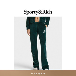 Tennis系列女士网球风撞色条纹丝绒感长裤 Sporty&Rich 秋冬新品