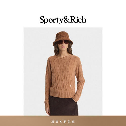 [秋冬新品]Sporty&Rich Farmhouse系列男女同款绞花羊绒针织毛衣