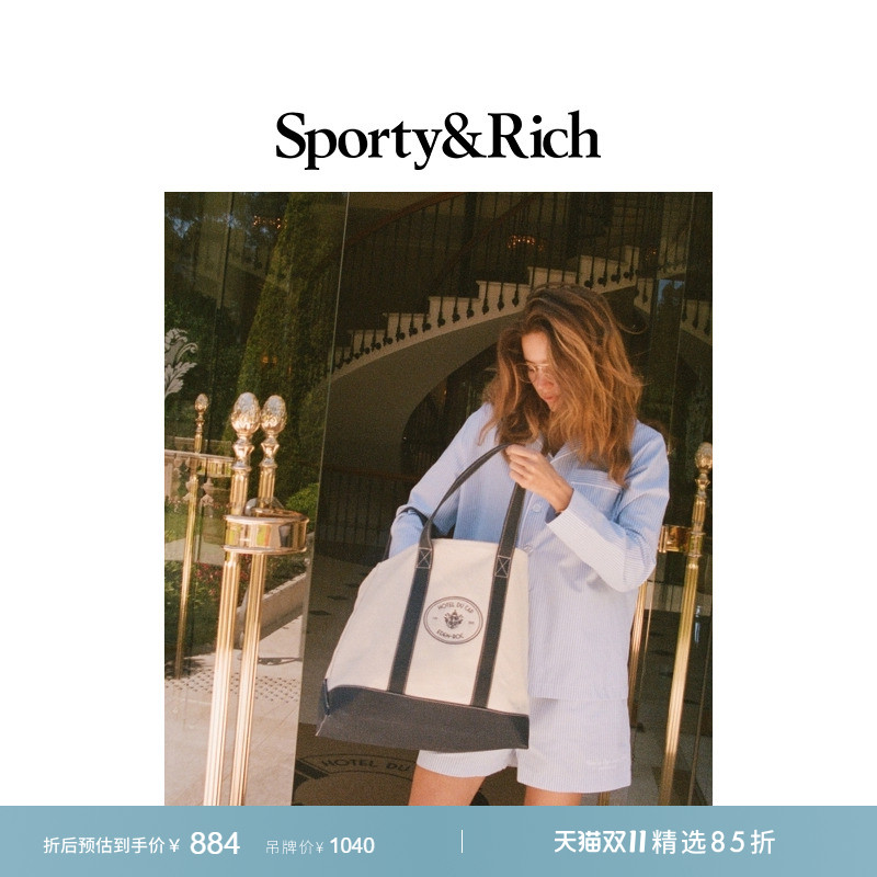 [甄选85折]Sporty&Rich Eden-Roc联名系列Eden Crest大容量托特包