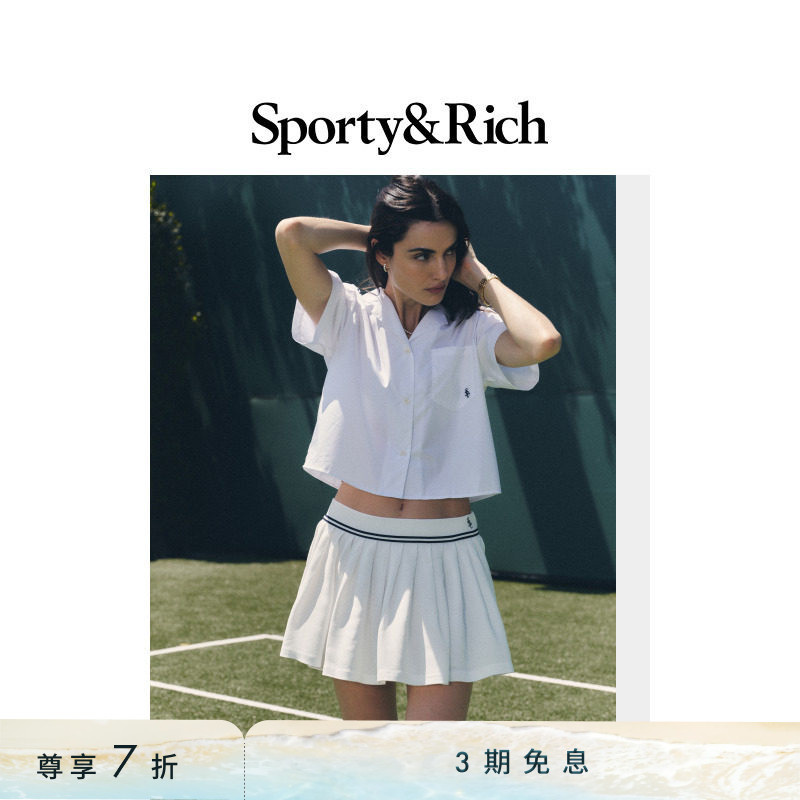 [七折礼遇]Sporty&Rich 女士夏季网球风休闲百褶裙半身裙短裙