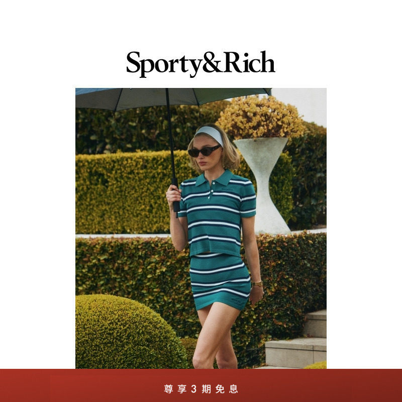 [明星同款]Sporty&Rich British Sports系列女士撞色条纹短袖Polo,女装/女士精品,POLO衫,淘宝优惠券,粉丝福利购,淘宝优惠卷