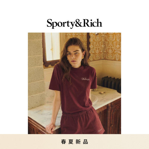 [新品]Sporty&Rich男女同款活力感夏季休闲风字母印花短袖T恤