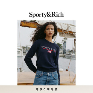 [秋冬新品]Sporty&Rich Nautical系列女士S&R 字母休闲针织毛衣