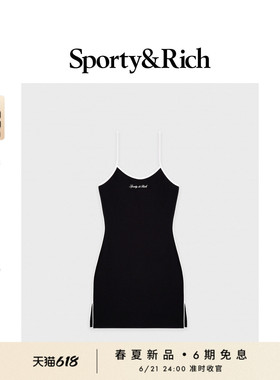 [春夏新品]Sporty&Rich 女士黑色网球风无袖运动连衣裙短裙