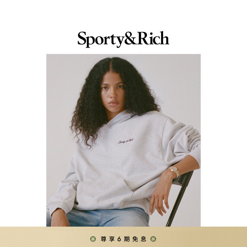 [秋冬新品]Sporty&Rich Core系列男女同款简约百搭字母logo卫衣