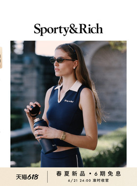 [春夏新品]Sporty&Rich 女士网球风修身显瘦Polo领背心无袖上衣