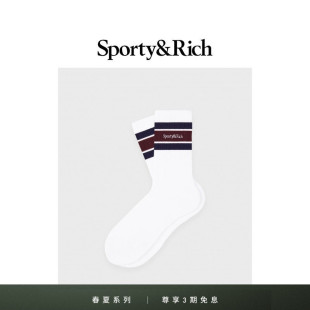 男女同款 Sporty&Rich 撞色休闲运动百搭中筒袜 春夏新品