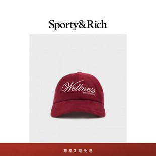 [秋冬新品]Sporty&Rich Central Park系列男女同款红色休闲棒球帽