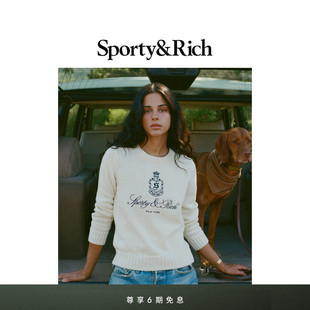 Sporty&Rich Outdoor系列女士徽章印花休闲随性利落针织毛衣上衣