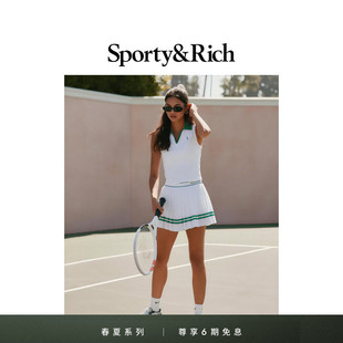 Sporty&Rich Sports系列女士学院风网球百褶裙半身裙短裙 British
