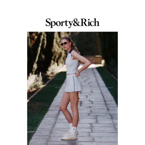 Sporty&Rich 女士夏季网球风撞色内搭修身显瘦Polo背心