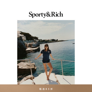 Eden Sporty&Rich Roc联名系列女士海军蓝休闲运动短裤 甄选85折