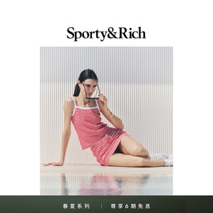 Tennis系列女士度假风条纹短裙半裙裙子 Sporty&Rich 明星同款