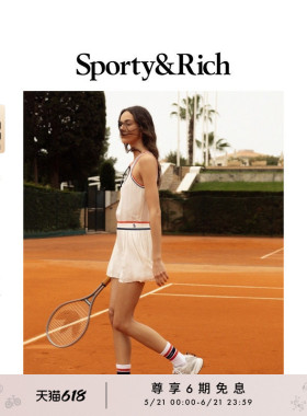 Sporty&Rich Tennis系列女士SRC夏季无袖老钱网球风连衣裙裙子