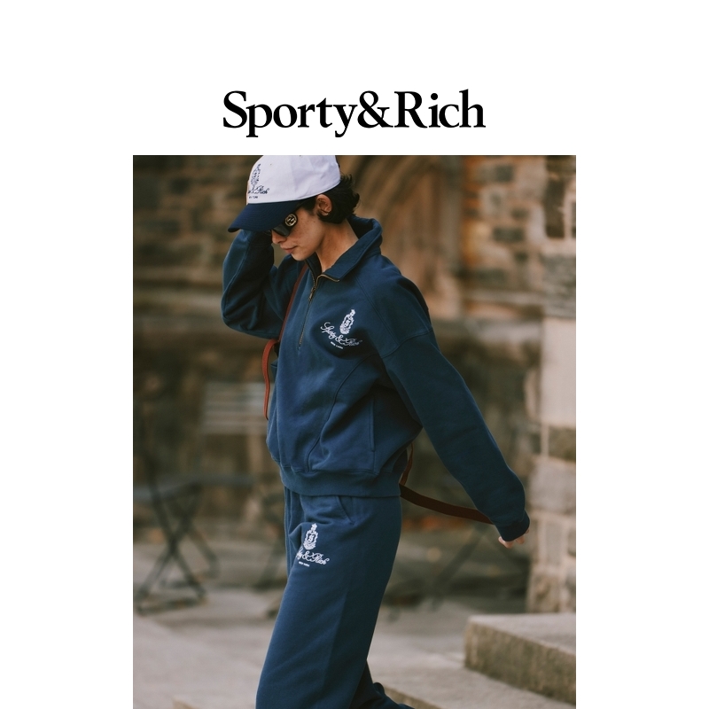 Sporty&Rich Preppy系列Vendome美式复古休闲百搭卫裤长裤