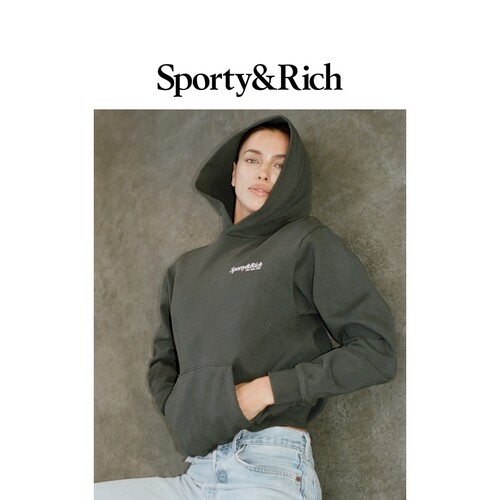 Sporty&Rich Sports系列男女同款slogan休闲百搭美式连帽卫衣上衣