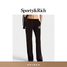 [秋冬新品]Sporty&Rich Farmhouse系列女士徽章条纹丝绒感长裤