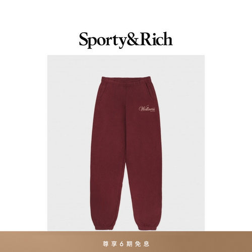 [秋冬新品]Sporty&Rich Central Park系列男女同款红色简约长裤