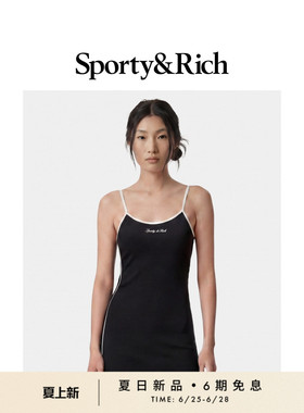 [春夏新品]Sporty&Rich 女士黑色网球风无袖运动连衣裙短裙