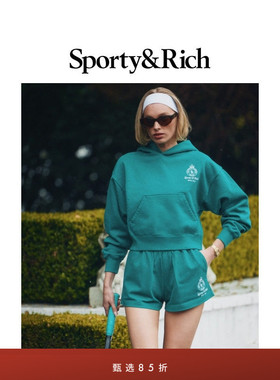 [甄选85折]Sporty&Rich British Sports系列女士连帽卫衣短裤套装