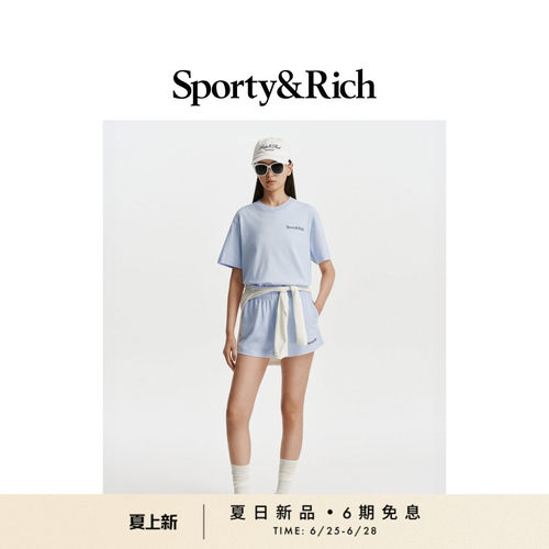 [春夏新品]Sporty&Rich 女士经典logo松弛感宽松时尚休闲阔腿短裤