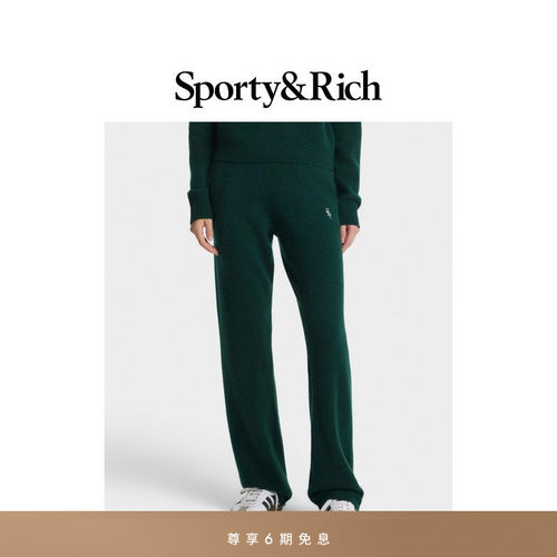 [秋冬新品]Sporty&Rich Central Park系列女士红色羊绒针织长裤