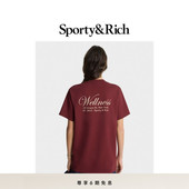 红色休闲风短袖 T恤 Central Park系列男女同款 新品 Sporty&Rich