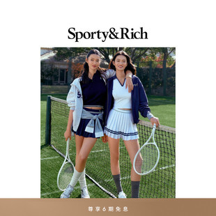 Tennis系列女士经典 Sporty&Rich 细绞花针织毛衣Polo 明星同款