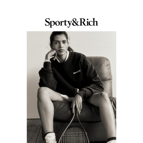 Sporty&Rich 男女同款Play Tennis休闲运动圆领卫衣短裤套装