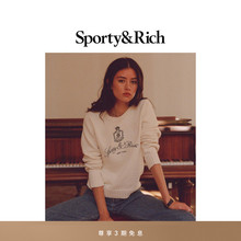 Sporty&Rich Preppy系列女士学院风美式复古休闲圆领刺绣毛衣