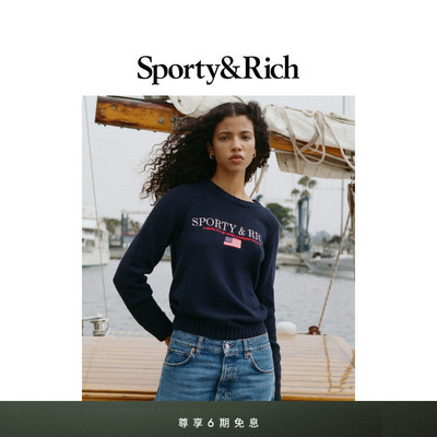 [秋冬新品]Sporty&Rich Nautical系列女士S&R 字母休闲针织毛衣