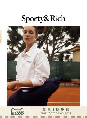 Sporty&Rich Tennis系列女士百搭休闲网球风长袖Polo卫衣上衣