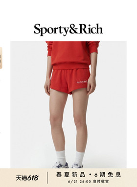 [春夏新品]Sporty&Rich 女士时尚活力复古红色宽松休闲短裤