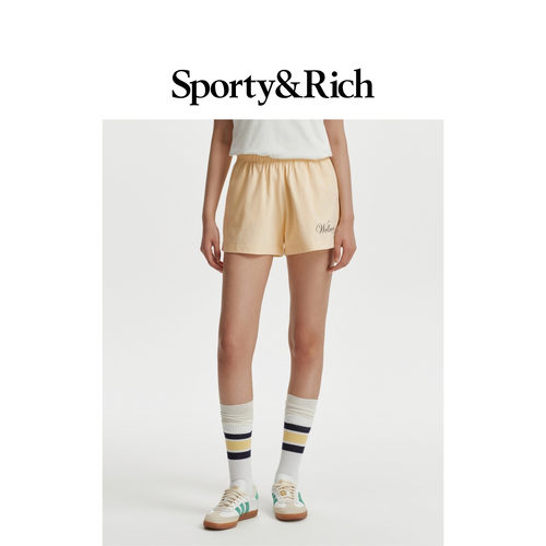[邱明同款]Sporty&Rich 女士时尚清新活力经典美式松紧腰运动短裤