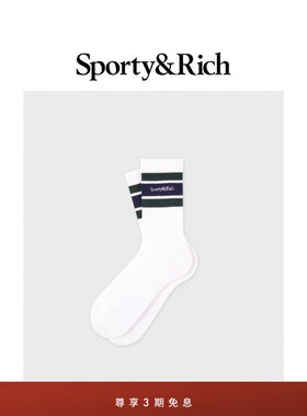 [秋冬新品]Sporty&Rich Tennis系列男女同款Serif Logo 中筒袜
