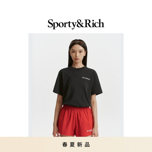 [邝美心同款]Sporty&Rich 男女同款Health Is Wealth短袖T恤上衣