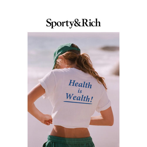[奢享价]Sporty&Rich 男女同款Health is Wealth T恤短袖上衣